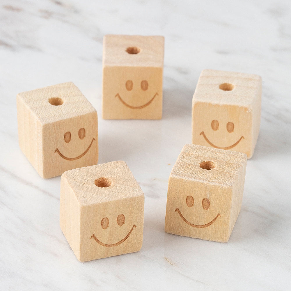 Loren 5 Adet Gülen Yüz Figürlü Kare Boncuk